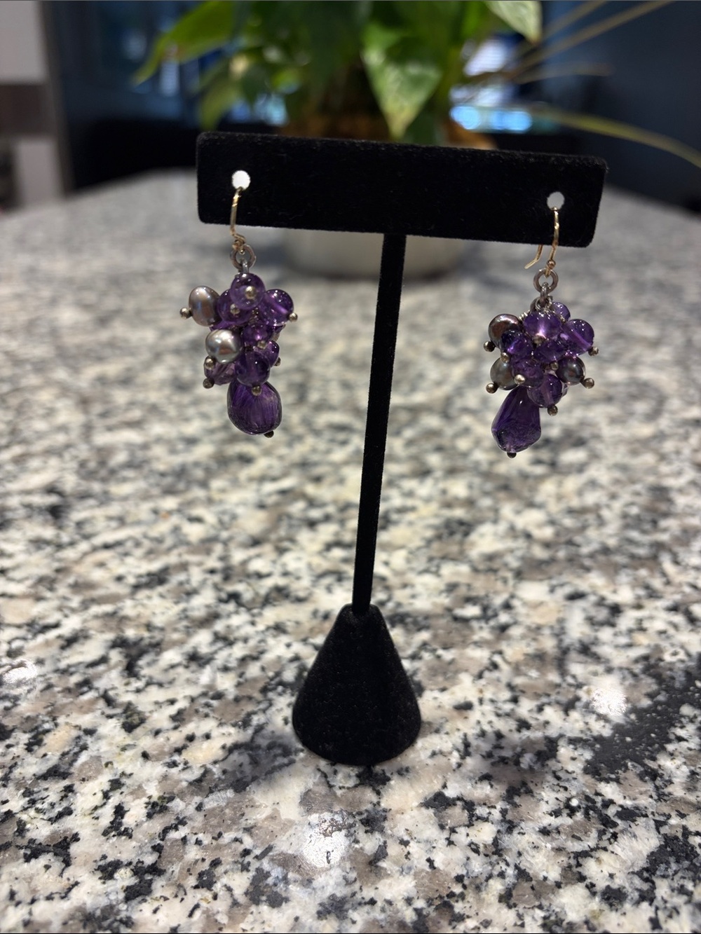 Elegant Purple Cluster Drop Earrings - Women Jewelry